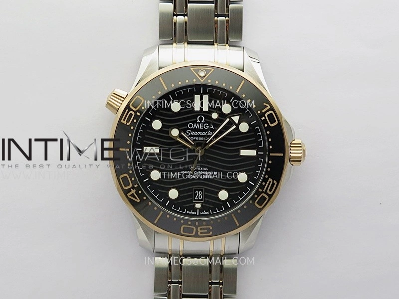 Seamaster Diver 300M Black Ceramic Bezel SS RG V4 VSF 1:1 Best Edition Green Dial On SS RG Bracelet Super Clone Asian 8800