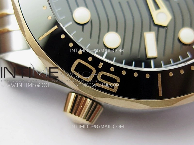 Seamaster Diver 300M Black Ceramic Bezel SS RG V4 VSF 1:1 Best Edition Green Dial On SS RG Bracelet Super Clone Asian 8800