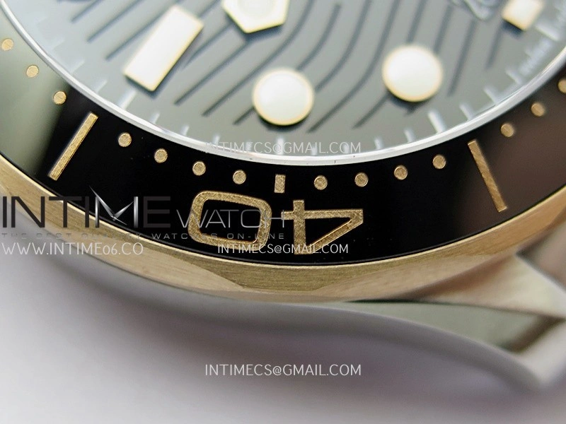 Seamaster Diver 300M Black Ceramic Bezel SS RG V4 VSF 1:1 Best Edition Green Dial On SS RG Bracelet Super Clone Asian 8800