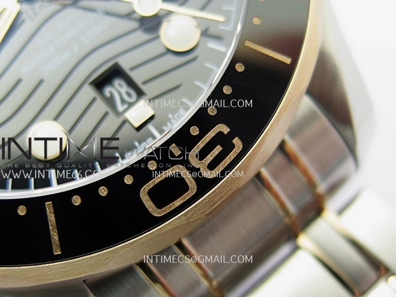 Seamaster Diver 300M Black Ceramic Bezel SS RG V4 VSF 1:1 Best Edition Green Dial On SS RG Bracelet Super Clone Asian 8800