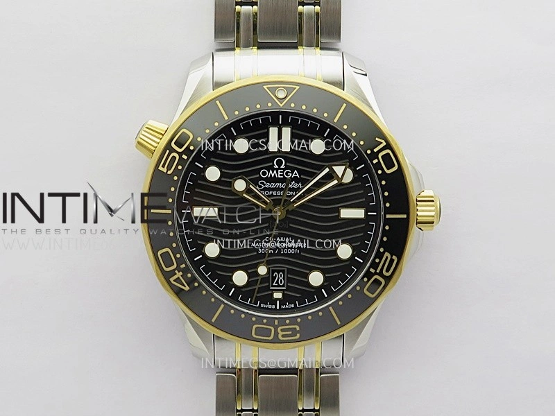 Seamaster Diver 300M Black Ceramic Bezel SS YG V4 VSF 1:1 Best Edition Black Dial On SS YG Bracelet Super Clone Asian 8800