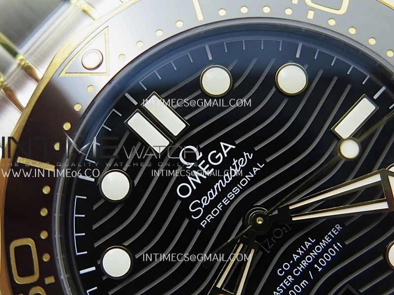 Seamaster Diver 300M Black Ceramic Bezel SS YG V4 VSF 1:1 Best Edition Black Dial On SS YG Bracelet Super Clone Asian 8800