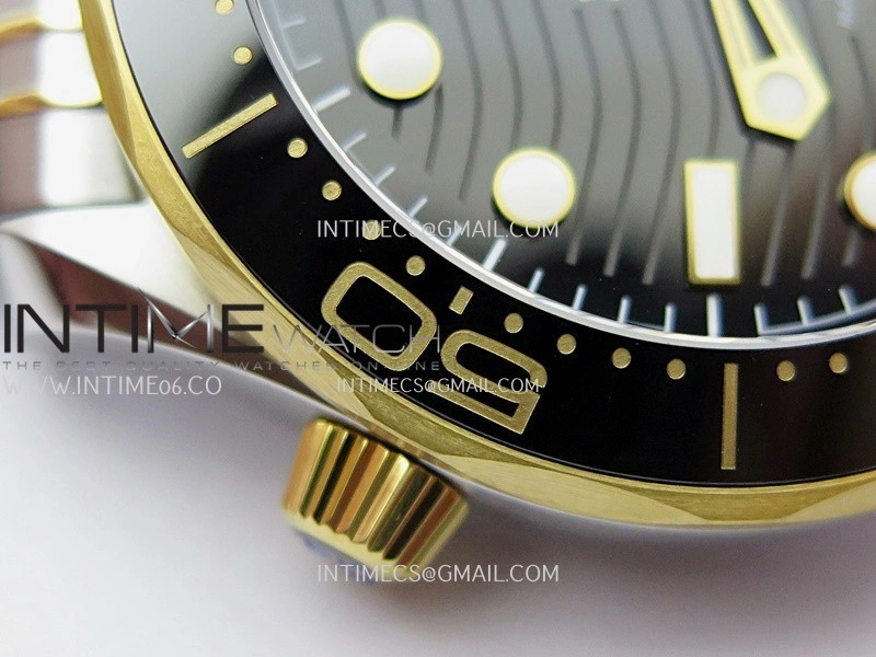 Seamaster Diver 300M Black Ceramic Bezel SS YG V4 VSF 1:1 Best Edition Black Dial On SS YG Bracelet Super Clone Asian 8800