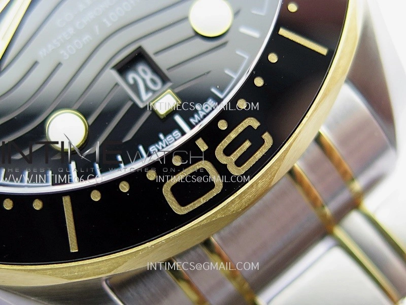 Seamaster Diver 300M Black Ceramic Bezel SS YG V4 VSF 1:1 Best Edition Black Dial On SS YG Bracelet Super Clone Asian 8800