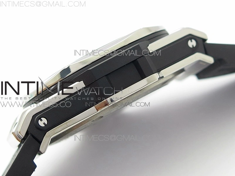 Big Bang Sang Bleu Ti Crystal Bezel WWF 1:1 Best Edition Black Skeletonal Dial On Black Gummy Strap Asian HB1213 V2