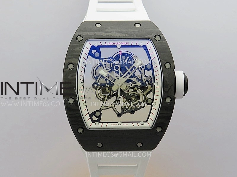RM055 White Inner Bezel White Crown NTPT ZF 1:1 Best Edition On White Rubber Strap RMUL2 Super Clone V2