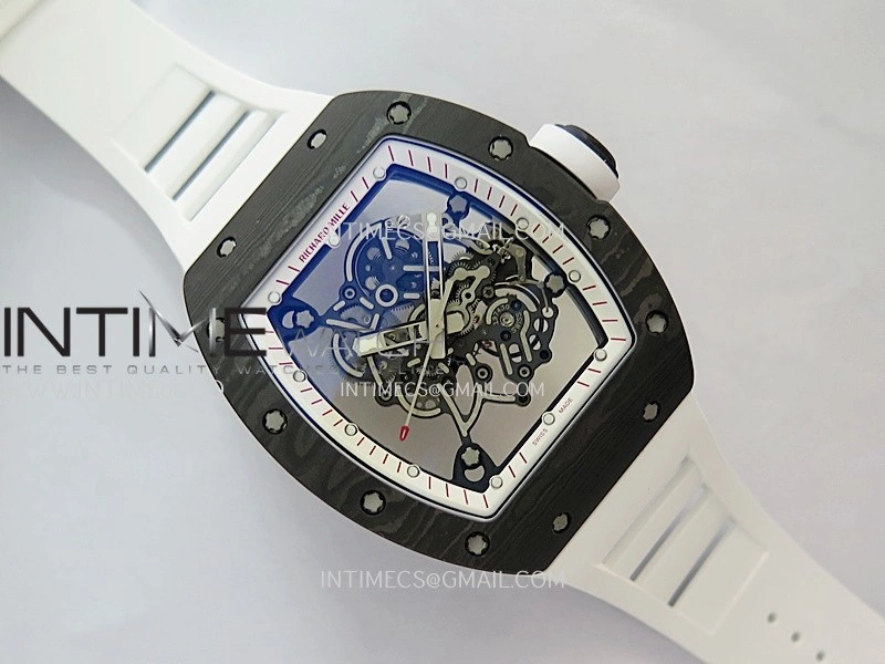 RM055 White Inner Bezel White Crown NTPT ZF 1:1 Best Edition On White Rubber Strap RMUL2 Super Clone V2