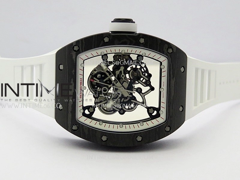 RM055 White Inner Bezel White Crown NTPT ZF 1:1 Best Edition On White Rubber Strap RMUL2 Super Clone V2