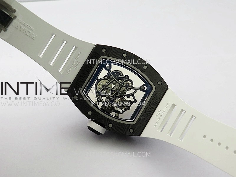 RM055 White Inner Bezel White Crown NTPT ZF 1:1 Best Edition On White Rubber Strap RMUL2 Super Clone V2