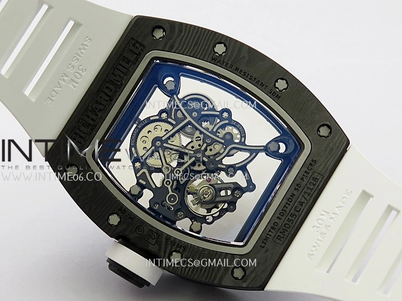 RM055 White Inner Bezel White Crown NTPT ZF 1:1 Best Edition On White Rubber Strap RMUL2 Super Clone V2