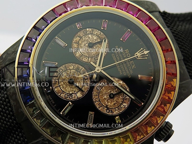Daytona Rainbow Black Carbon SONIC 1:1 Best Edition Black Rainbow Dial on Black Nylon Strap SA4130