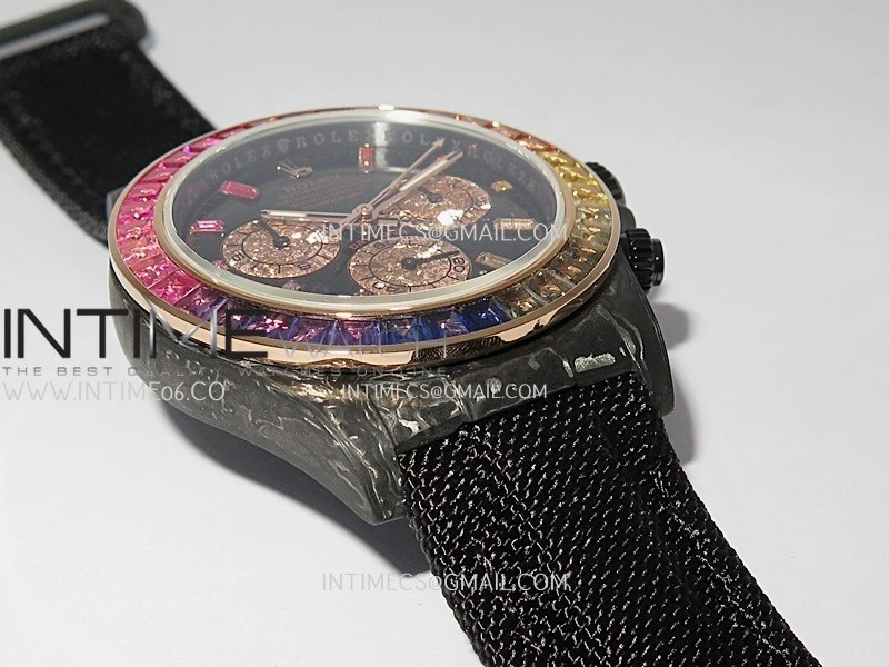 Daytona Rainbow Black Carbon SONIC 1:1 Best Edition Black Rainbow Dial on Black Nylon Strap SA4130