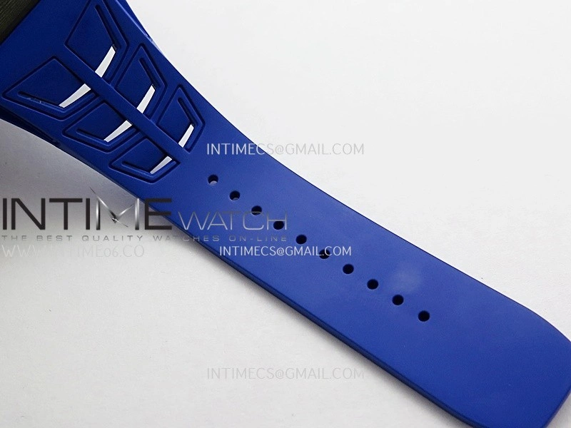 RM035-01 Paris Black Carbon ZF Best Edition Skeleton Dial On Blue Rubber Strap Super Clone RMUL1