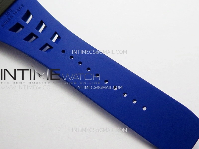 RM035-01 Paris Black Carbon ZF Best Edition Skeleton Dial On Blue Rubber Strap Super Clone RMUL1