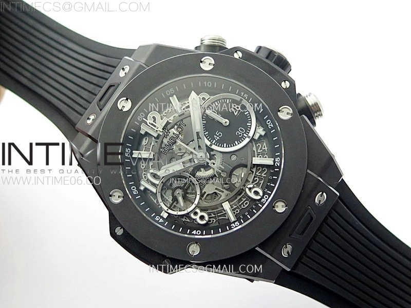 Hublot Big Bang Unico 42mm Real Black Ceramic BBF 1:1 Best Edition Black Skeleton Dial on Black Rubber Strap A1280