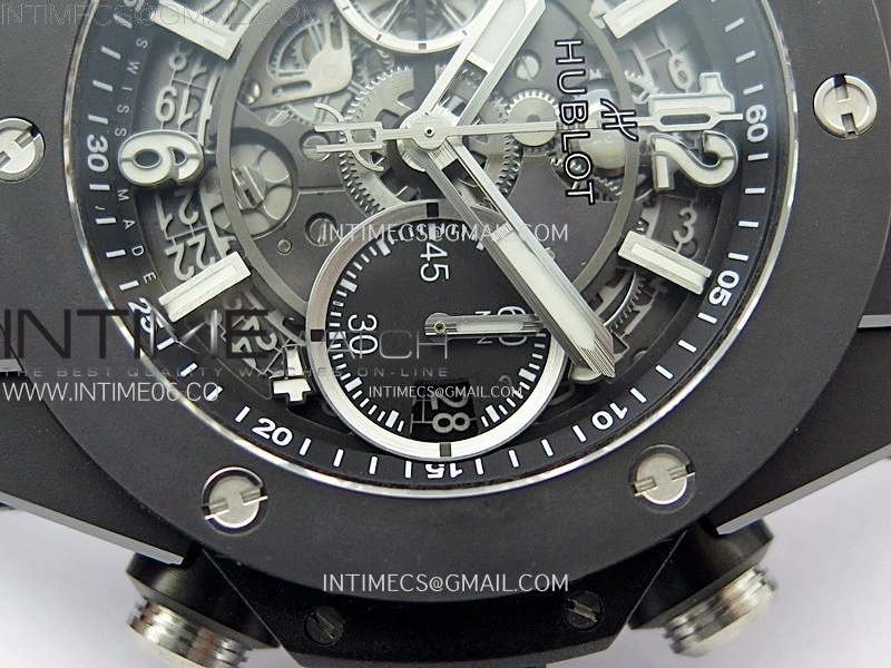 Hublot Big Bang Unico 42mm Real Black Ceramic BBF 1:1 Best Edition Black Skeleton Dial on Black Rubber Strap A1280
