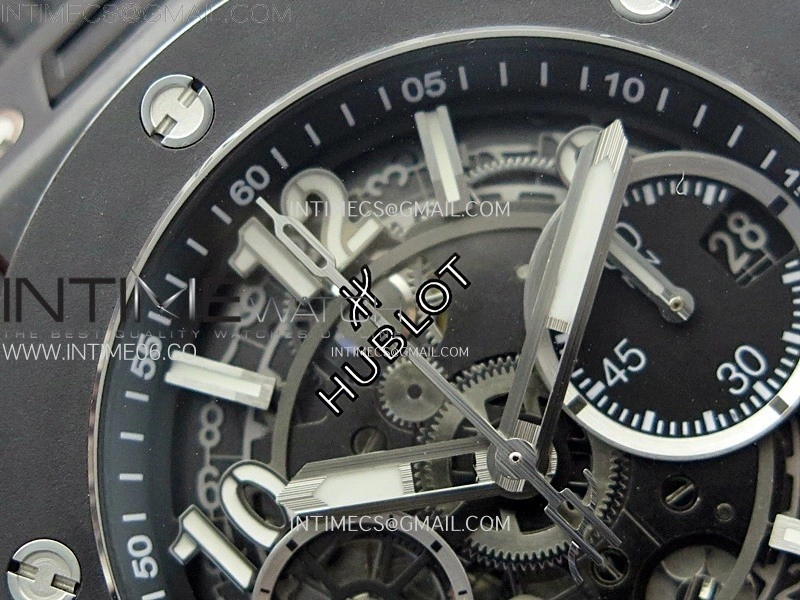 Hublot Big Bang Unico 42mm Real Black Ceramic BBF 1:1 Best Edition Black Skeleton Dial on Black Rubber Strap A1280