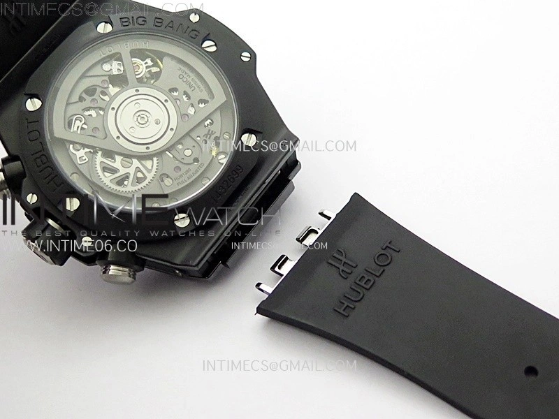 Hublot Big Bang Unico 42mm Real Black Ceramic BBF 1:1 Best Edition Black Skeleton Dial on Black Rubber Strap A1280