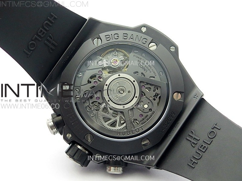 Hublot Big Bang Unico 42mm Real Black Ceramic BBF 1:1 Best Edition Black Skeleton Dial on Black Rubber Strap A1280