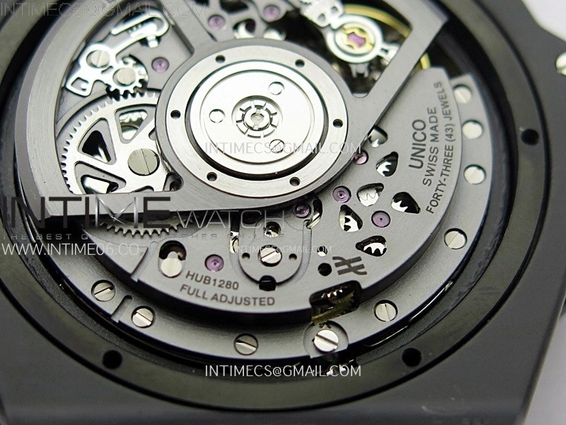 Hublot Big Bang Unico 42mm Real Black Ceramic BBF 1:1 Best Edition Black Skeleton Dial on Black Rubber Strap A1280