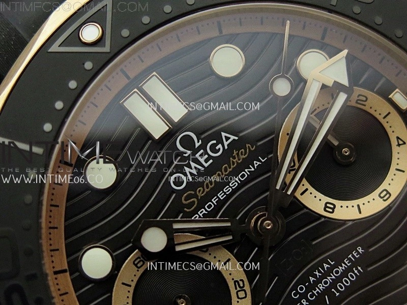 Seamaster 300M Chrono Black Ceramic Bezel RG N1F 1:1 Best Edition Black Dial on Black Rubber Strap A9900