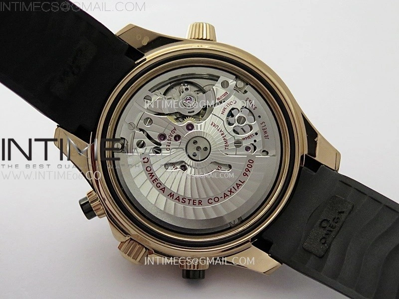 Seamaster 300M Chrono Black Ceramic Bezel RG N1F 1:1 Best Edition Black Dial on Black Rubber Strap A9900
