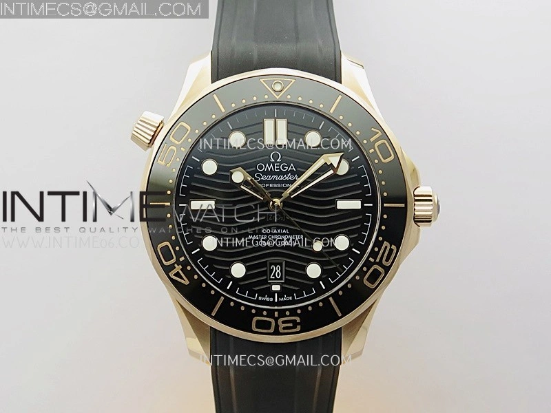 2018 Seamaster Diver 300M Black Ceramic Bezel RG VSF 1:1 Best Edition Black Dial On Black Rubber Strap A8801