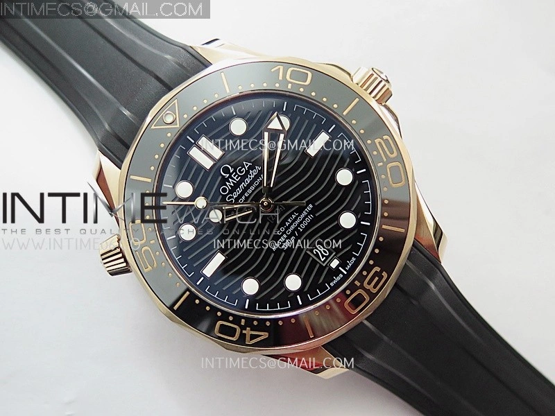 2018 Seamaster Diver 300M Black Ceramic Bezel RG VSF 1:1 Best Edition Black Dial On Black Rubber Strap A8801