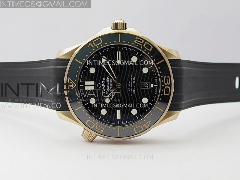 2018 Seamaster Diver 300M Black Ceramic Bezel RG VSF 1:1 Best Edition Black Dial On Black Rubber Strap A8801