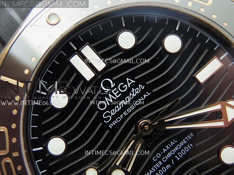 2018 Seamaster Diver 300M Black Ceramic Bezel RG VSF 1:1 Best Edition Black Dial On Black Rubber Strap A8801