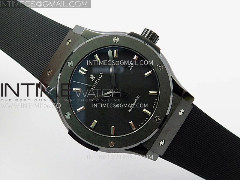 Classic Fusion 42mm Ceramic JJZF 1:1 Best Edition Black Dial On Black Rubber Strap
