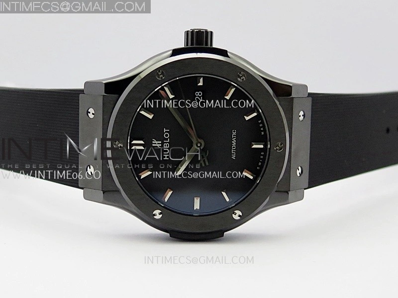 Classic Fusion 42mm Ceramic JJZF 1:1 Best Edition Black Dial On Black Rubber Strap