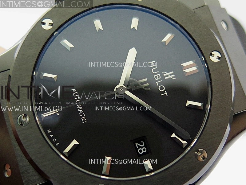 Classic Fusion 42mm Ceramic JJZF 1:1 Best Edition Black Dial On Black Rubber Strap