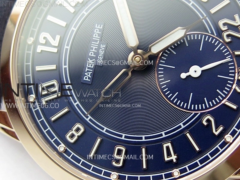 Calatrava 5224R-001 Pilot Travel Time RG GRF Blue Dial on Black Leather Strap A260