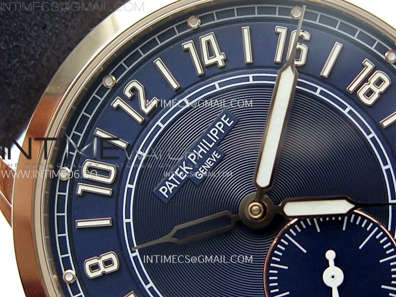 Calatrava 5224R-001 Pilot Travel Time RG GRF Blue Dial on Black Leather Strap A260