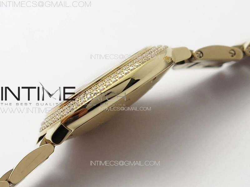 Ballon Bleu 33mm Double Diamonds Bezel RG 3KF 1:1 Best Edition White Textured Dial on SS Bracelet A076