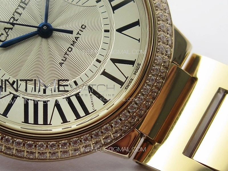 Ballon Bleu 36mm Double Diamonds Bezel RG 3KF 1:1 Best Edition White Textured Dial on SS Bracelet A076