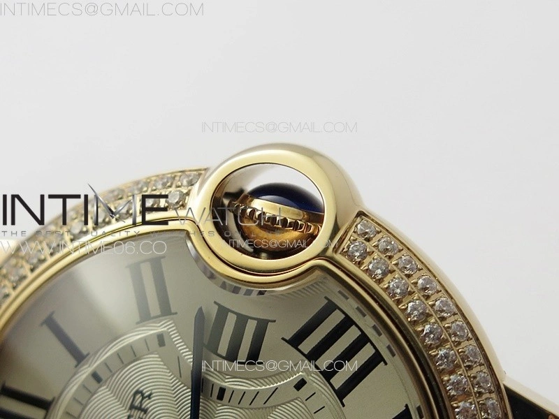 Ballon Bleu 36mm Double Diamonds Bezel RG 3KF 1:1 Best Edition White Textured Dial on SS Bracelet A076