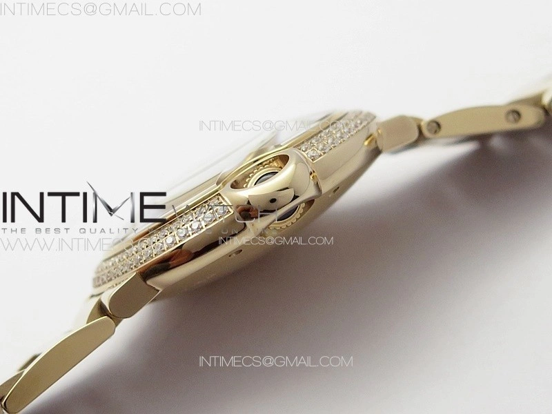Ballon Bleu 36mm Double Diamonds Bezel RG 3KF 1:1 Best Edition White Textured Dial on SS Bracelet A076