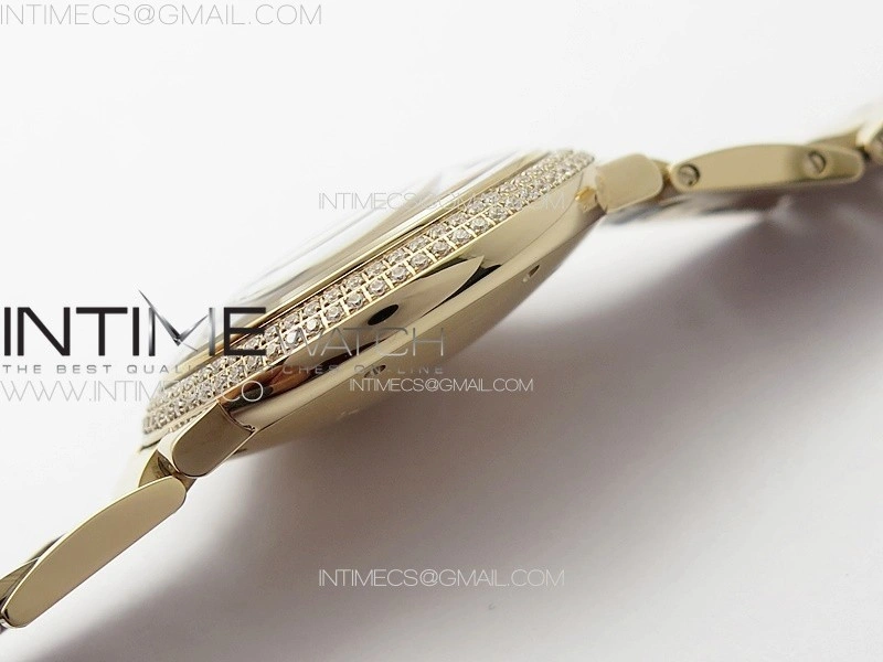 Ballon Bleu 36mm Double Diamonds Bezel RG 3KF 1:1 Best Edition White Textured Dial on SS Bracelet A076