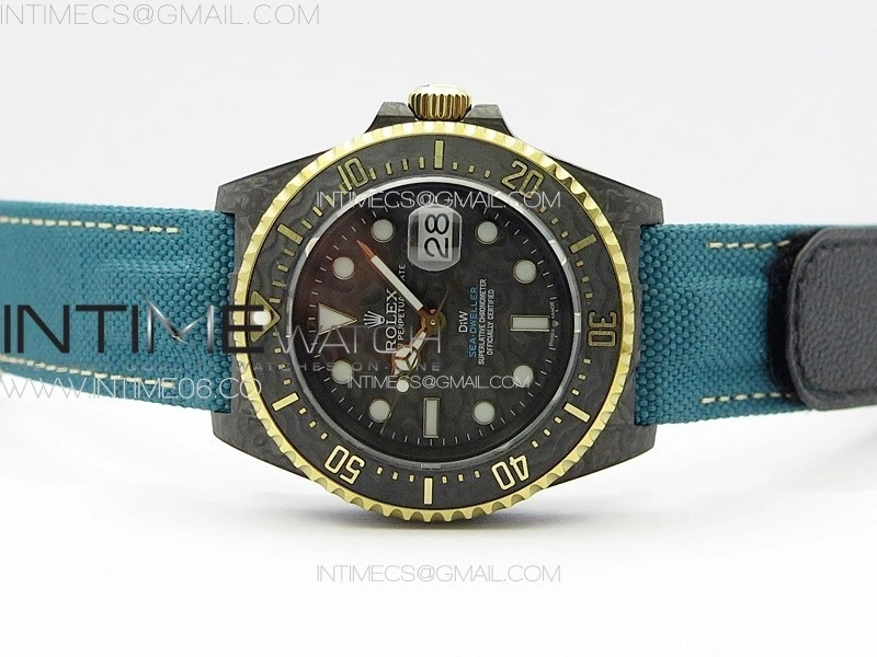 Sea Dweller 43mm Carbon YG 'IRBIS' DIWF Best Edition Carbon Dial on Black Nylon Strap A2824