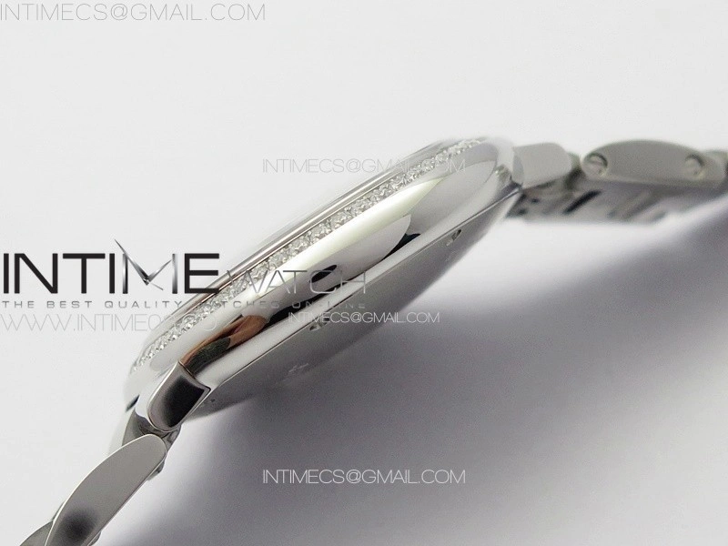 Ballon Bleu 33mm Diamonds Bezel SS 3KF 1:1 Best Edition Ice Blue Dial on SS Bracelet A076