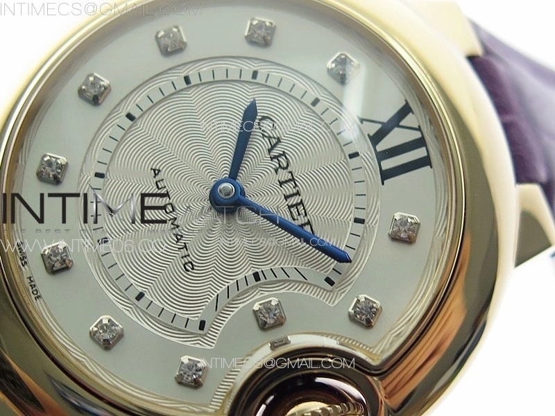 Ballon Bleu 33mm RG 3KF 1:1 Best Edition White Textured Dial on Purple Leather Strap A076