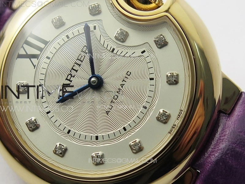 Ballon Bleu 33mm RG 3KF 1:1 Best Edition White Textured Dial on Purple Leather Strap A076