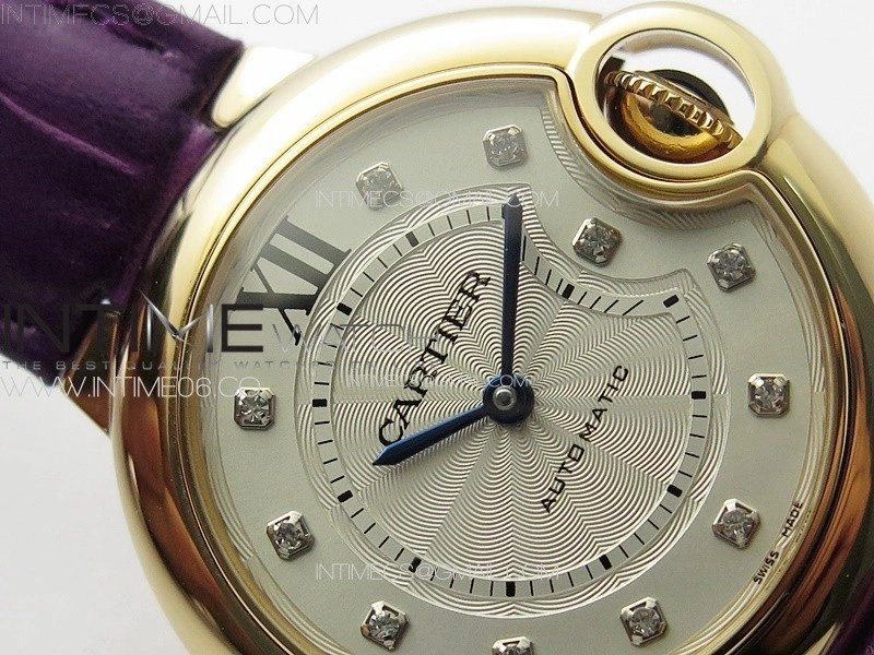 Ballon Bleu 33mm RG 3KF 1:1 Best Edition White Textured Dial on Purple Leather Strap A076