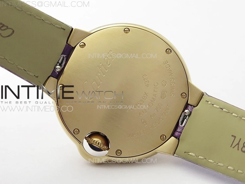 Ballon Bleu 33mm RG 3KF 1:1 Best Edition White Textured Dial on Purple Leather Strap A076