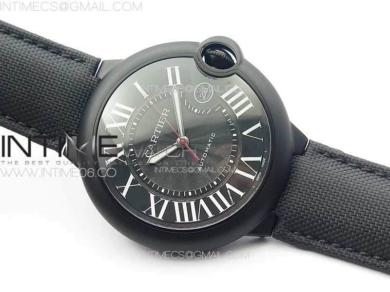 Ballon Bleu 42mm DLC 3KF 1:1 Best Edition Black Texture Dial on Black Leather Strap A2824