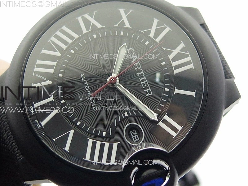 Ballon Bleu 42mm DLC 3KF 1:1 Best Edition Black Texture Dial on Black Leather Strap A2824