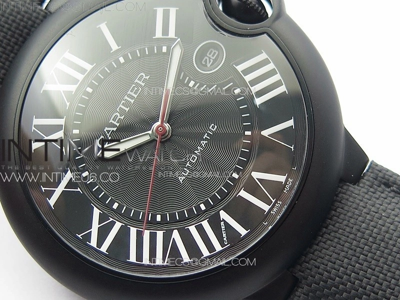 Ballon Bleu 42mm DLC 3KF 1:1 Best Edition Black Texture Dial on Black Leather Strap A2824