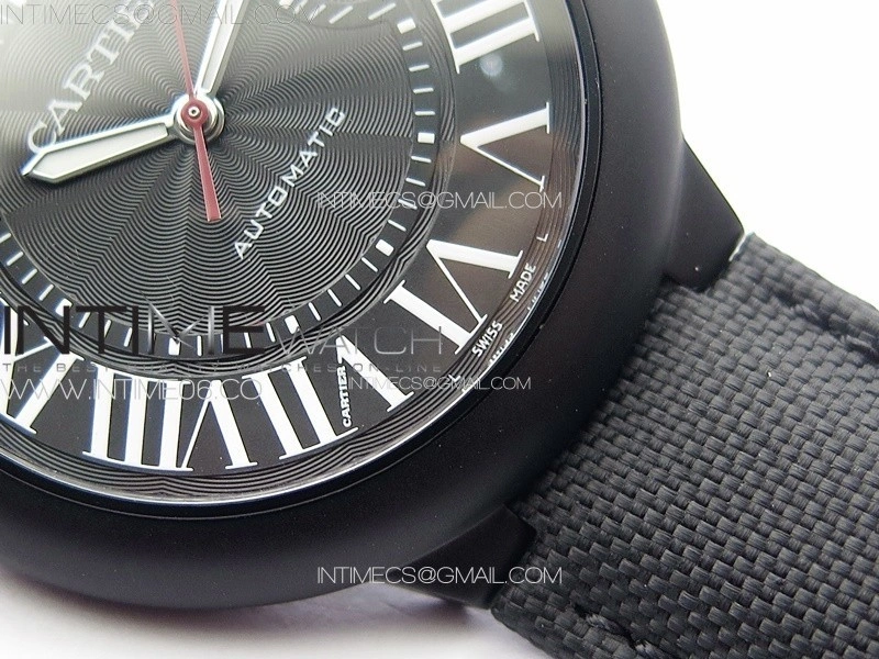 Ballon Bleu 42mm DLC 3KF 1:1 Best Edition Black Texture Dial on Black Leather Strap A2824